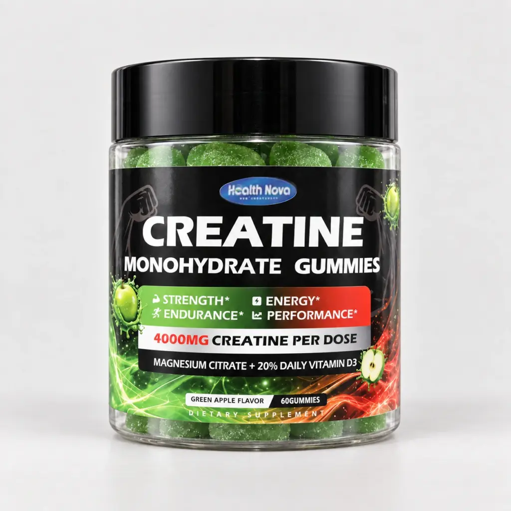 Health Nova Green Apple creatine gummies, 60-gummy jar